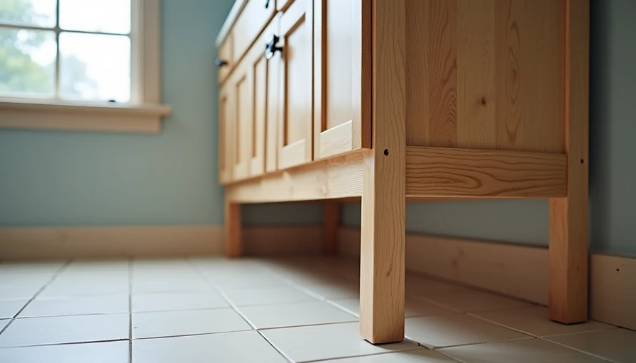 Modified vanity base with added height and toe kick for better ergonomics