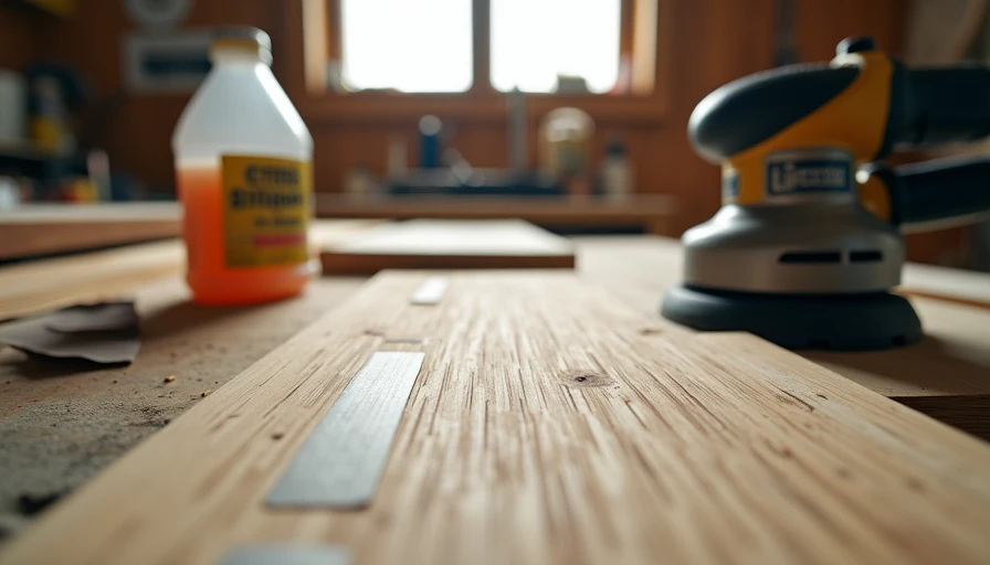 Workbench during furniture refinishing project showing tools and materials in use
